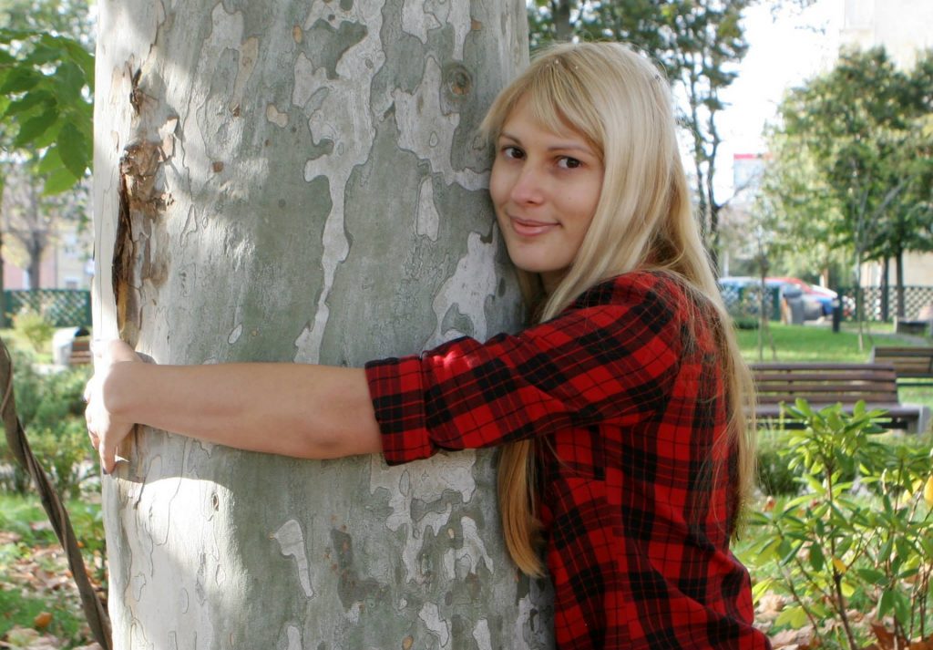 Earth Day Woman Hugging Tree