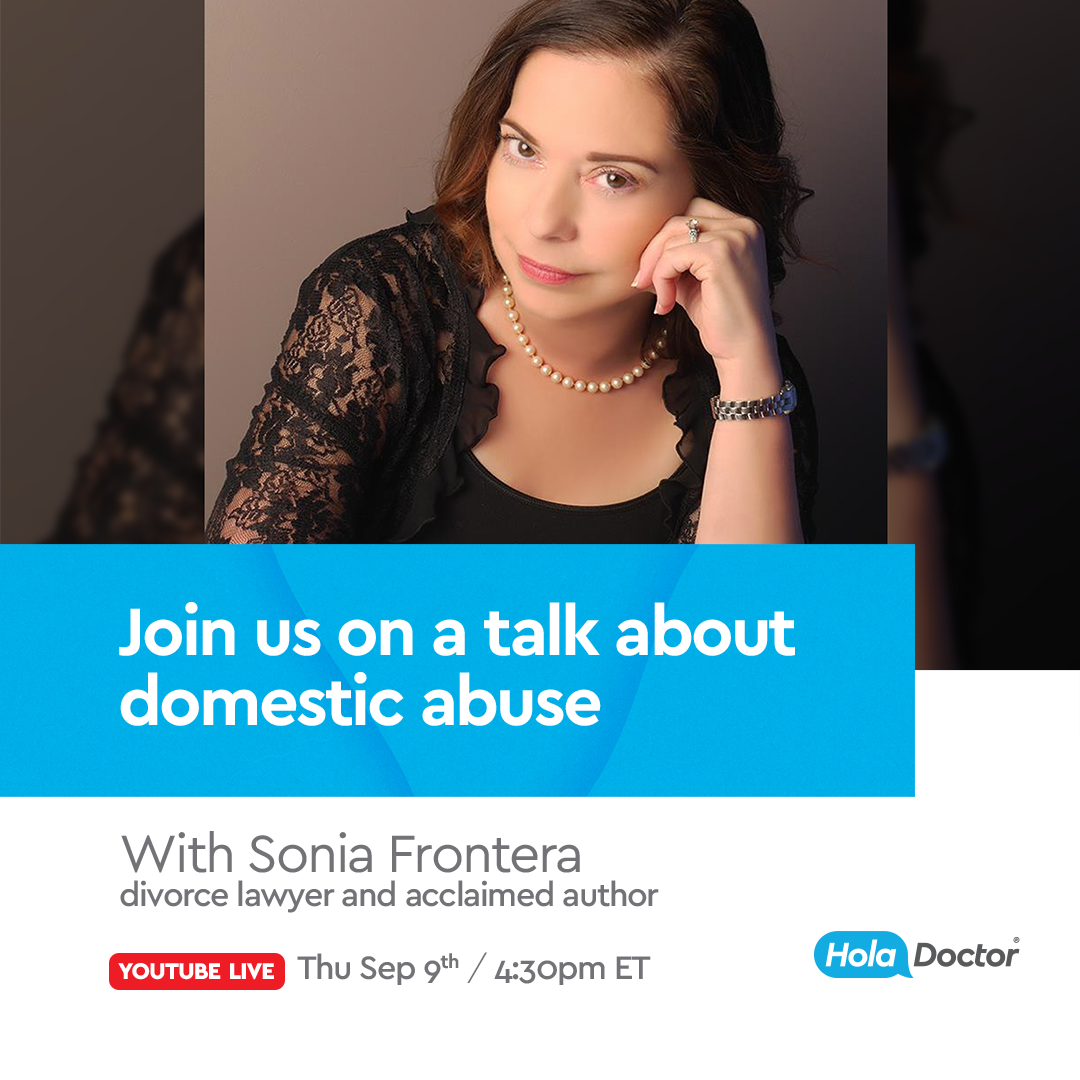 graphic promoting hola doctor youtube live domestic abuse expert sonia frontera